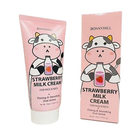 Bonnyhill Strawberry Milk Cream‎ for Face & Neck Sealed Korean Firming Smoothing - Picture 1 of 5